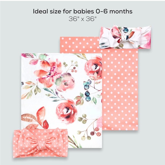 First Landings Swaddles and Matching Head Bands Set - Picture 10 of 12